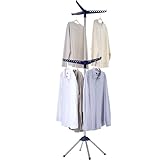 CASAMAYA Clothes Drying Rack Foldable, 74.8 inch 2 Tier Laundry Drying Rack with Rotating Clothes Rail for 54 Pieces of Clothes, Space Saving, Indoor, Stainless Steel, Blue and Silver CDR002Q01