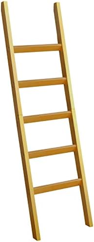 Gold Painted Blanket Ladder – Solid Pine Wood Home Decor Wall Leaning Rack (5 tier) – Blanket Holder for Living Room, Bedroom and Bathrooms – Farmhouse Organizer for Scarfs, Quilts &Towels