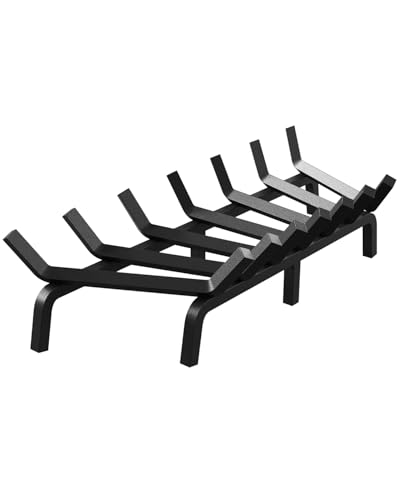 Garvee Support à bûches en acier massif – Grille de cheminée robuste pour poêle, intérieur et brasero extérieurérieur – 6 pieds pour stabilité, 7...