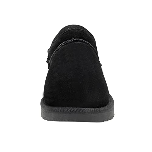 Cushionaire Women's Hilo Faux Shearling Genuine Suede Cozy Mule Slippers +Memory Foam, Black 8.5 #TOP1