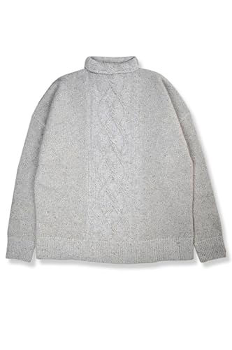 Brooks Brothers Womens Mock Neck Collar Aran Cable Knit Lambswool Blend Sweater,