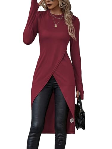 SKAYS High Low Tops for Women, Asymmetrical Tops for Women Long Sleeve, Asymmetrical Hem T Shirts for Women