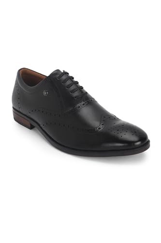 Image of Louis Philippe Men Premium Leather Breathable Lining Material Anti Slip with Heel TPR Sole Formal Oxford Shoes