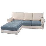 H.VERSAILTEX Fundas elásticas de terciopelo para sofá modular, fundas separadas para sofá izquierdo y derecho (sofá grande de 2 plazas +