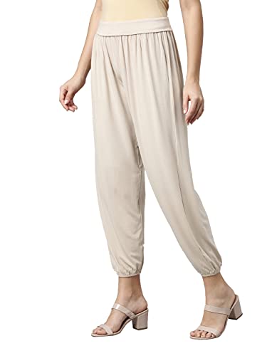 Image of GO COLORS Women Mid Rise Viscose Harem Pants | Wrinkle Free, Relaxed Fit, Free Size