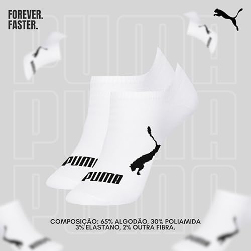PUMA Kit 9 Pares Meia Sapatilha Invisível Esportiva Masculino Adulto, 9 Branco, 39-43