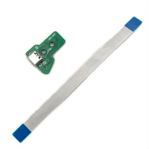 BARAC Placa Conector de Carga Puerto Micro USB para Repuestos Mando PS4, JDS-050 / JDS-055, Reemplazo PlayStation4, accesorios Playstation mandos con Cable Flex 12 Pin (1 Unidad)