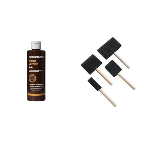 Bundle of Extra Tough Interior Wood Varnish (500ml, Satin) + Four Pack Foam Brushes.