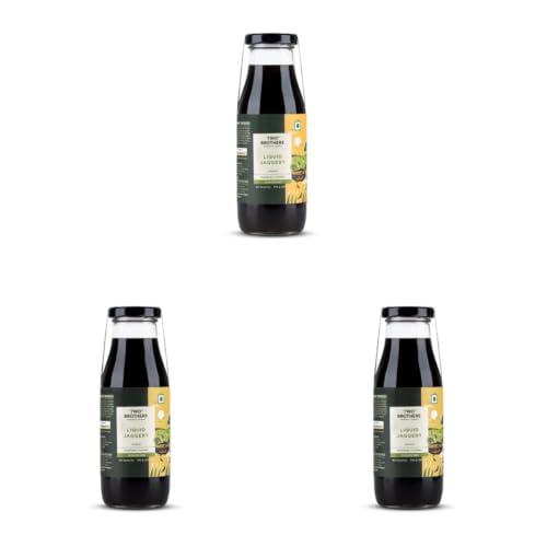 Image of Two Brothers Organic Farms Natural Liquid Jaggery (Kaakvi) (390ml) | Full of Minerals and Antioxidants | Plant-Based Natural Sweetener for Desserts, Drinks & Gut Health (Pack of 3)