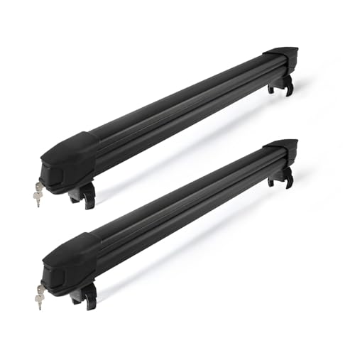 Koarigo Ski Rack for Car Roof & Snowboard Roof Rack, Universal Ski & Snowboard Car Racks with Anti-Theft Lock, Fits 6 Pair Skis or 4 Snowboards, Mounting Clamp Hook Compatible with Various Cross Bars