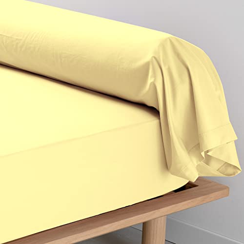 Pizuna Coton Peigné Traversin 45x145 cm 2 Pièces Jaune Doux, 100% Coton Longue Tige 400 Fils Armure Satin (Taie d'oreiller d'hôtel Douce Jaune Doux)