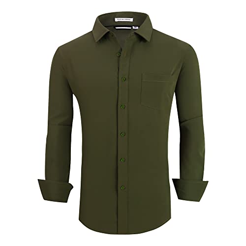 Alex Vando Mens Dress Shirt Wrinkle Free Regular Fit 4-Way Stretch Button Down Shirts
