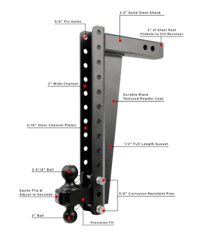 Image of Bulletproof 2.5 inch Heavy Duty 20 inch Drop /Rise Hitch
