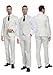 Men's Suits 3 Piece Slim Fit Tuxedo Wedding Groomsman Suit for Prom Party Casual Business Blazer Vest Pants Set Ivory 3XL