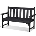 nalone Outdoor Bench, HDPE Patio Bench, Rot-Proof Porch Benches (Black)