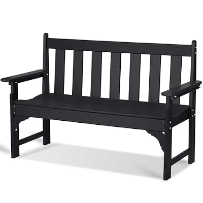 nalone Outdoor Bench, HDPE Patio Bench, Rot-Proof Porch Benches (Black)