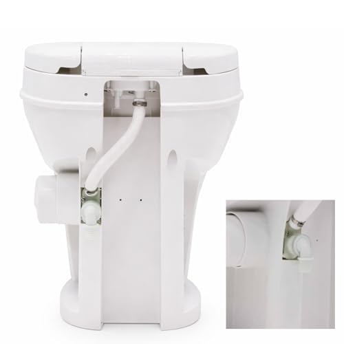 Image of SEAFLO RV Toilet, Residential Height 18.4 inch, Gravity Flush Foot Pedal, Soft Close Seat, Camper Toilet for RV Motorhome Travel Trailer, White, SFRTPH-01-01, 4-Year Warranty