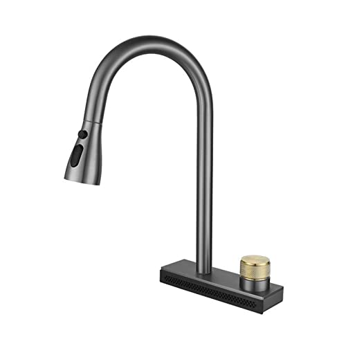Robinet cascade de cuisine gris avec 4 modes de jet d'eau