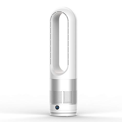 Bladeless Tower Fan with Air Purifier, 2 in1 Tower Fans,90° Oscillation, Super Quiet Air Cooler for Home and Office (Silver)