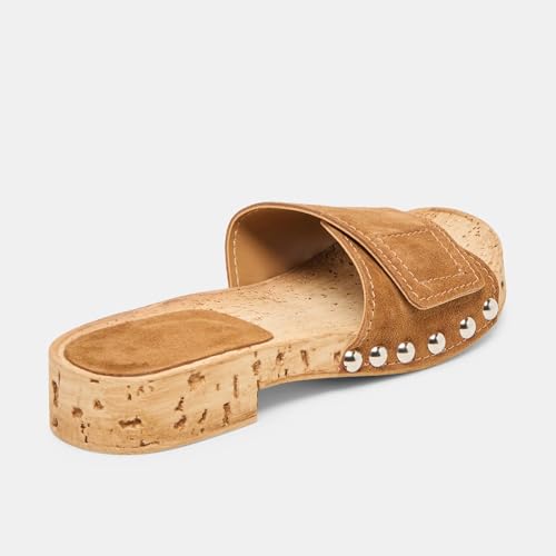 Women's Studded Slide Sandals Wooden Block Low Heel Open Toe Platform Clogs Comfortable Slip On Summer Slides3