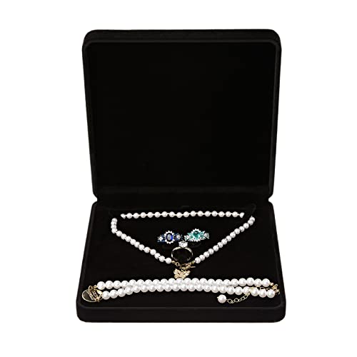 LETURE Velvet Jewelry Set Box, Velvet Gift Box for Bracelet Necklace Earring Ring (Black)4