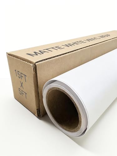 Image of Matte White Vinyl Wrap Film for Cars, 15ft x 5ft Automotive Wrapping Film Roll for Car Body Protection, Scratch Resistance with Air Release Technology (Matte White)