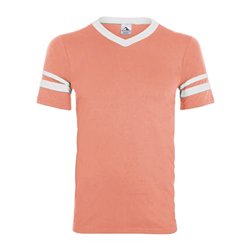 Augusta Sportswear Men's Medium Sleeve Stripe Jersey, Coral/White