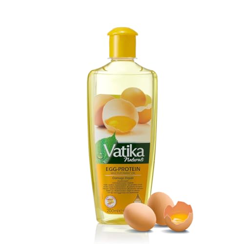Vatika Olio per Capelli Organico con Proteine dell'Uovo 200 ml - Ricco di Vitamine A, E, F, Macadamia&Avocado per Capelli Forti e Lucenti Nutre il Cuoio Capelluto e Favorisce la Crescita dei Capelli