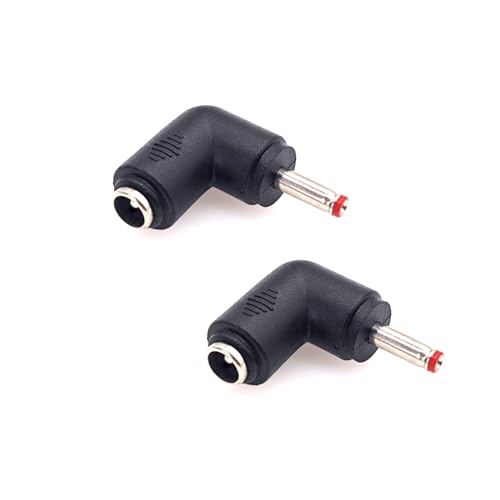 JZK 2 pièces Adaptateur connecteur d'alimentation DC connecteur Femelle 5,5 x 2,1 mm vers mâle 3,5 x 1,35 mm, connecteur coudé à 90° Prise Jack DC...