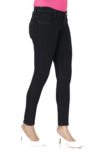Image of TWGE - Women's Low Rise Skinny Fit Jeans - Single Button, Stretchable Denim Pants - Ankle Length - Stylish Casual Wear