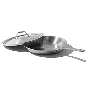 Made In Cookware – 12-Inch Stainless Steel Frying Pan With Lid – 5 Ply Stainless Clad – Professional Cookware – Crafted in Italy – Induction Compatible