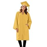 Zanisouta Abiti accademici talar da uomo e da donna, per università e scapolo, con cappello, unisex, per laureati, O giallo, XS