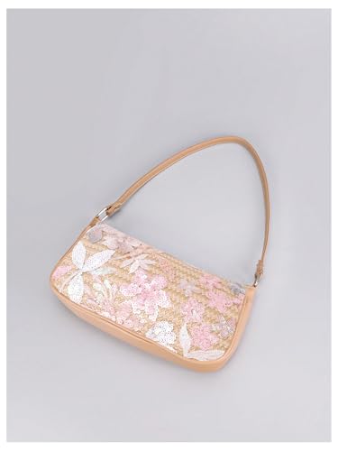 Verdusa Women's Beaded Floral Square Sequin Bag Top Handle Underarm Shoulder Handbags2