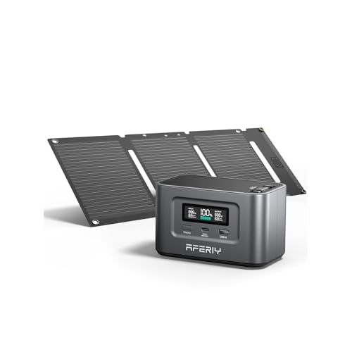 AFERIY 100W Portable Power Station with 30W Mini Solar Panel, 99.2Wh Camping Power Bank Solar Generator, LiFePO4 Battery USB/Type C Outlet Quick Charg
