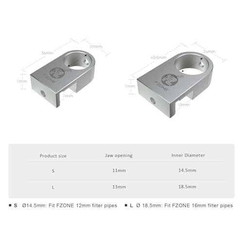 Image of FZONE Mini Aquarium Fixing Clamp, Aluminum Alloy Holder for Rimless Aquariums Fasten Water Pipes with Anti-Overflow Card Slot for Fish Tank Inlet and Outlet Pipes 2pcs(S)