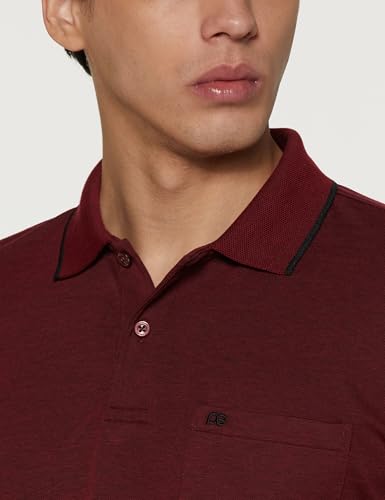 Peter England Men's Premium Regular Fit Half Sleeve Polo T-Shirt with Pocket | Cotton Rich | Birds Eye Interlock Weave