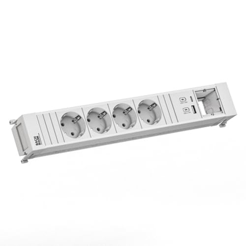 BACHMANN Power Frame 4xCEE7/3 1xCM 1xUSB A/C 22W 0.2m RAL9010