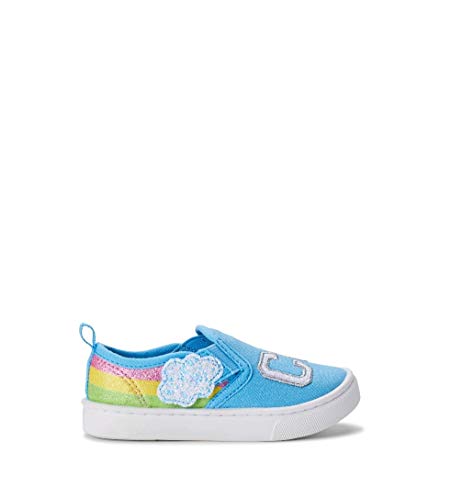 Girls Cute Casual Twin Gore Slip On Sneaker Blue Rainbow Cloud3