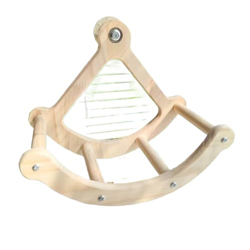 DancJulieバードクライミングフレーム木製止まり木プレイジム、退屈を和らげるオウムの天然木製観覧車、回転する走行ホイール、小鳥用の海賊船のおもちゃ、爪研削ブランコ、オウムの登り梯子 (海賊船)