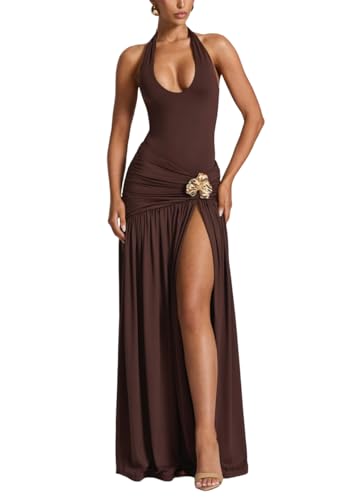 Bodysuit Maxi Dress Set Backless Tie Split Seaside...