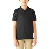 Dickies Big Boys' Short Sleeve Pique Polo Shirt, Black, Large (14/16)