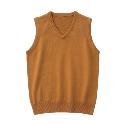 UIOKLMJH Men Retro V-Neck Knitted Vest Thicken Warm Casual Chunky Sleeveless Sweater
