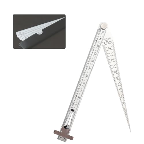 Welding Taper Gauge Metric Taper Gauge Stainless Steel Wedge Depth Ruler Hole Inspection Tool for Welding Test Metric/Inch Welding Depth Length Ruler Welding Feeler