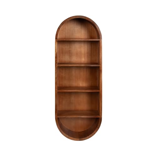 Kate and Laurel Hutton Modern Tall Capsule Wall Shelf, 13 x 33, Walnut Brown, Slim Round Oval Wall Shelves for Above Toilet Bathroom Storage or Cute Nursery Shelving by Kate and Laurel - Image 5