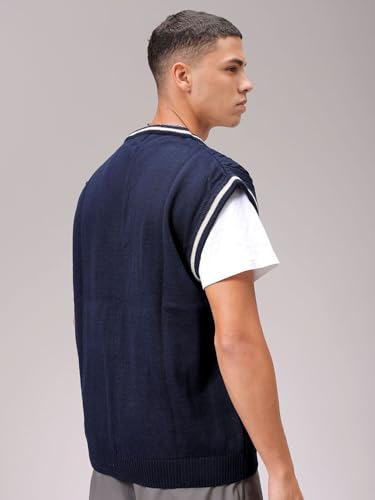 Image of The Indian Garage Co Men Oversized Sleeveless Textured Sweater