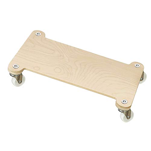 Carico massimo: 140 kg Cemab Carrello porta vasi e fioriere per piante e fiori colore naturale, NUOVA VERSIONE RINFORZATA, rettangolare in legno con 4 ruote - grande capacità di carico fino a 140 kg, dimensioni: 45 x 21 cm