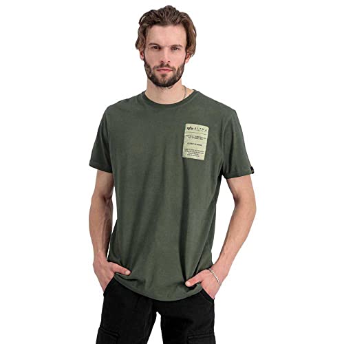 Alpha Industries AI Label T-Shirt homme en coton noir coupe reguliere