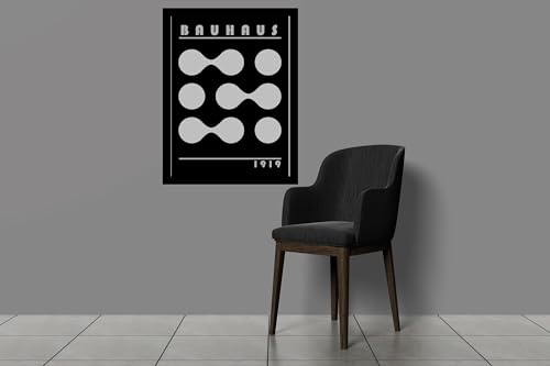 Image of BLINKART Vintage Bauhaus Retro Geometric Aesthetic Poster Gallery | Colorful Wrap Framed For Home Office Studio Living Room Modern Art Studio Decoration Abstract Shapes | (d157) | 13x10 Inch