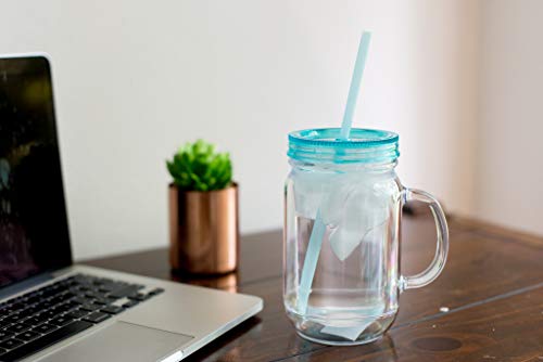 Zephyr Canyon Plastic Mason Jars With Handles, Lids And Straws | 20 Oz Double Insulated Tumbler With Straw | 4 Pack Set Of 4 | Wide Mouth Mason Jar Mugs | Cups For Kids And Adults… #TOP2