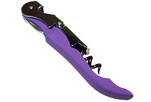 Soft Velvet Touch Waiters Double Hinge Corkscrew Wine Key Bottle Opener (Purple)